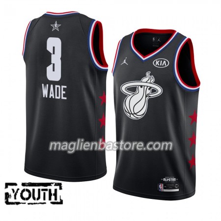 Maglia Miami Heat Dwyane Wade 3 2019 All-Star Jordan Brand Nero Swingman - Bambino